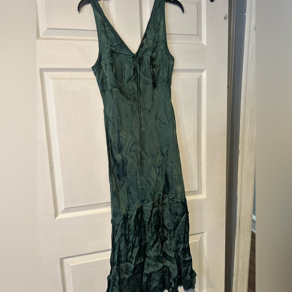 Lulus Emerald Green Satin Slip Dress